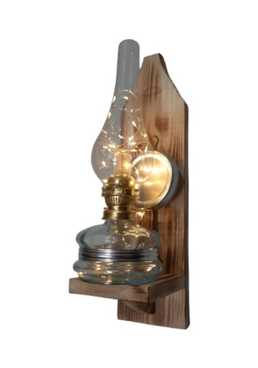 Nostajik Peri Ledli Gaz Lambası Aplik Saydam Saf Beyaz