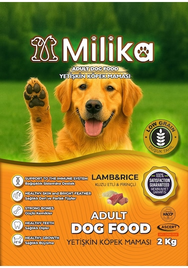 Milika Yetişkin Köpek Maması Kuzu Etli 2 Kg