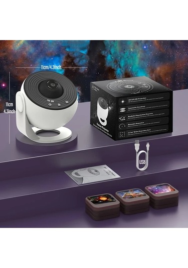 Honeybeeshop Beyaz Yildizli Gokyuzu Galaksi Projektoru Aurora Isik Gosterisi Yatak Odasi Oyun Odasi Tavan Hediyeler Parti