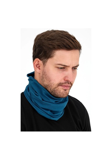 Erkek 4 Fonksiyonlu Koruyucu Pamuklu, Esnek, Terletmez, Bandana, Boyunluk, Maske - Tek Ebat / Mavi Mavi