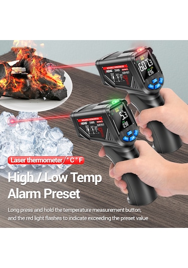 Maiyame Endüstriyel Enstrüman Aneng Th05 -20 C 650 C Kızılötesi Sıcaklık Ölçer, Lazer Sensörlü Hızlı Ölçüm, Siyah, Batarya Hariç