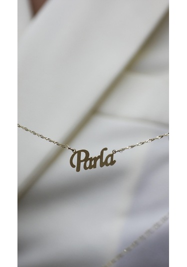 Diamine  Altın Singapur Zincir İsim Kolye