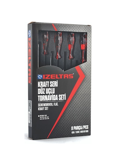 İzeltaş 4100 00 8108 Düz Uçlu 8 Adet Tornavida Seti