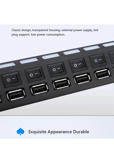 7 Port Usb çoklayıcı hub anahtarlı ışıklı