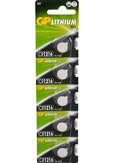 GP CR1216 3V Lityum Kartela Düğme Pil 5'li