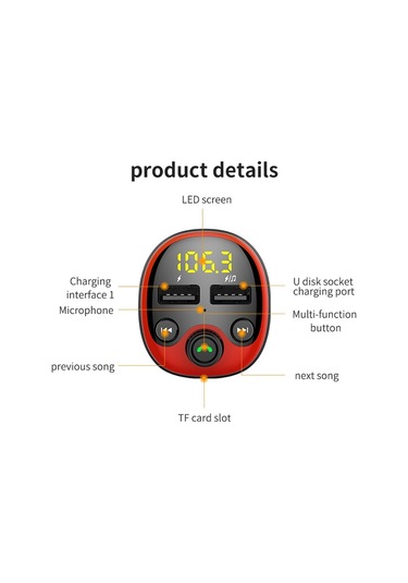 Araba Mp3 Çalar Bluetooth Eller Serbest Çağrı Araba Şarjı, Stil: Hızlı Şarj