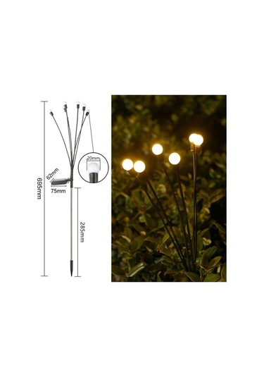 Cc Globall Güneş Enerjili Ateş Böceği Lambası Dış Mekan Su Geçirmez Siyah