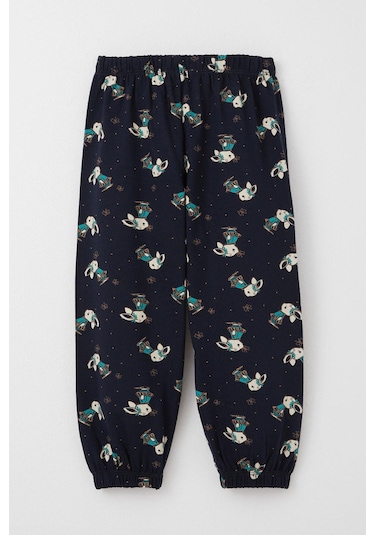 Breeze Kız Çocuk Pijama Takımı Sevimli Tavşancık & Kelebek Desenli 1-3 Yaş, Koyu Lacivert Lacivert