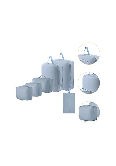 Suntek 6 Parça Seyahat Saklama Çantası Seti Plaj Yürüyüş Mavi