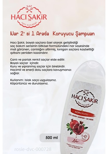 11 Al 10 Öde Hacı Şakir Nar 2si 1 Arada Şampuan Koruyucu 500 Ml Ve Rosıe