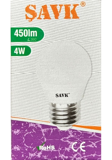 Şavk 4w 40w 3000k Sarı Işık E27 Duylu Led Top Ampul 10 Adet
