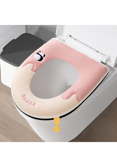 Ev Tipi Tuvalet Dört Mevsim Üniversal Klozet Kapağı Su Geçirmez Kapak Tuvalet Halkası Panda-pembe Pembe