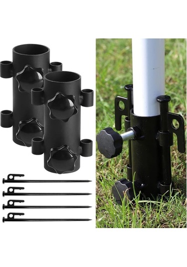 Şemsiye Tabanı, 4 Adet 40 Cm Çivili Açık Hava Şemsiye Toprak Fişi, Açık Hava Balıkçılığı, Bahçe, Balıkçılık, Plaj İçin Çıkarılabilir Şemsiye Tabanı Siyah Diğer