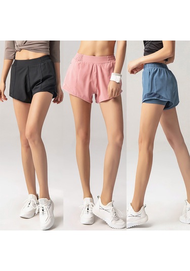 Reedark Kadın Spor Şortu: Hızlı Kuruma, Yüksek Bel, Fermuarlı Cep, Rahat Ve Esnek Tasarım Mavi