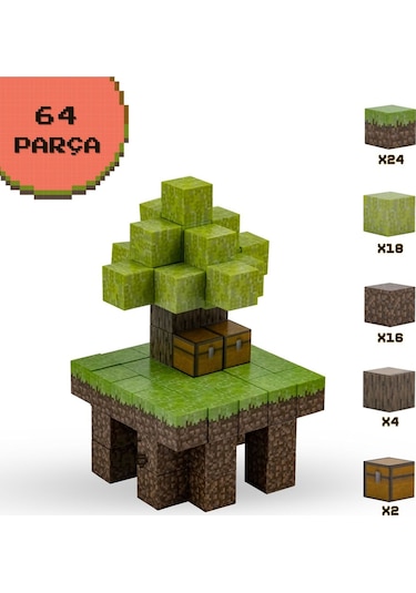Creative World Manyetik Blok Seti -64 Parça Eğitici Oyuncak Jm802