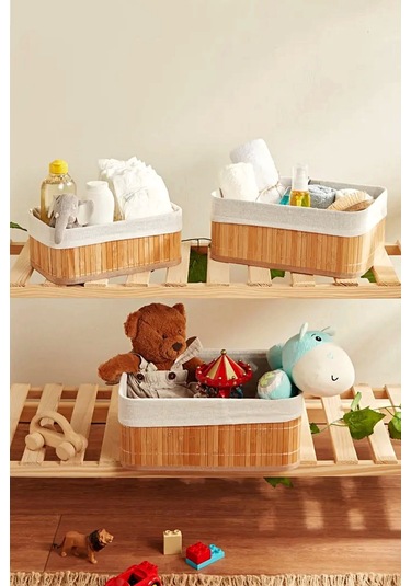 Madamev 3lü Pinterest Stil Bambu Kare Sepet Dekoratif Ev Düzenleyici Organizer Çok Amaçlı Bambu Hası Çok Renkli