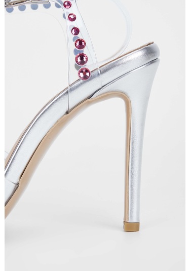 Tamer Tanca Kadın Hakiki Deri Topuklu Ayakkabı 654 115 Bn Ayk Sk23/24 Gumus/pembe