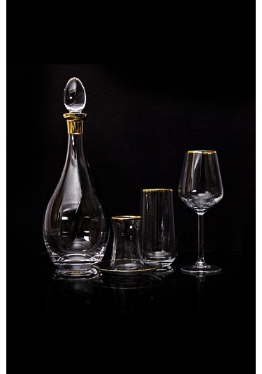 Extra Decostyle Gold 61 Parça 12 Kişilik Cam Bardak Seti Altın