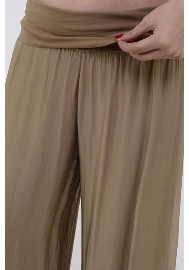 Bohem Stil Italyan Korse Belli Astarlı İpek Pantolon Camel
