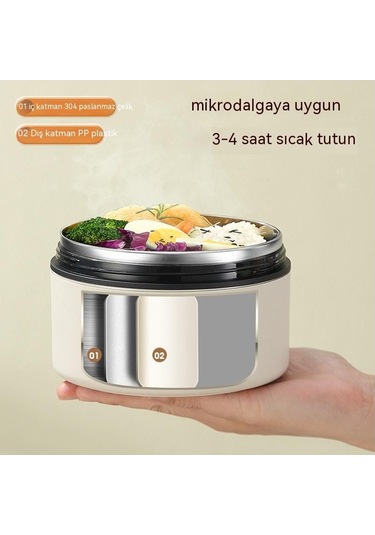 Paslanmaz Çelik Yalıtımlı Yemek Saklama Kabı, Mikrodalga Uyumlu, Taşıma Çantası İle Restoran Ve Paket Servisler İçin Pratik Katmanlı Yemek Kapları Seti MAvi