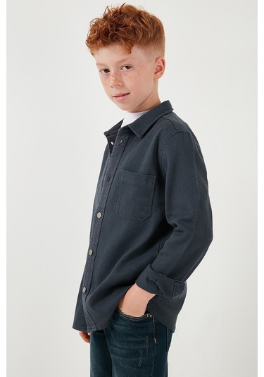 Lela Pamuklu Tek Cepli Düz Yaka Erkek Çocuk Gömlek Cf24W129140G Antrasit