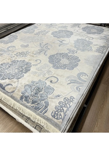 Eko Halı Fantacy 1525 Cream Blue El Dokuma Salon Halısı Krem Mavi