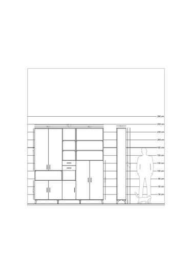 Arges Dolap 17 Raflı 2 Çekmeceli 7 Kapaklı 220x30x243 Antrasit-aytaşı/çam Aytası/atlas Çam