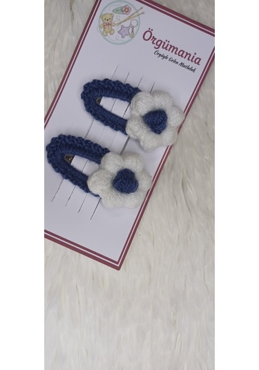 Amigurumi Toka - Çıtçıtlı El Örgüsü Toka 1 Çift Koyu Mavi