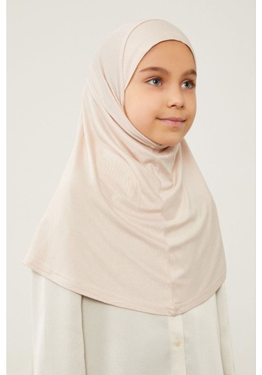 Tesettür Çocuk Namaz Bonesi Eşarbı Şalı Hijabı Açık Bej Açık Bej