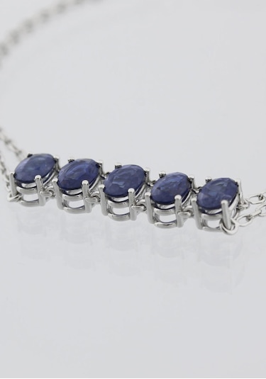 2.28ct Oval Safir Bileklik Beyaz