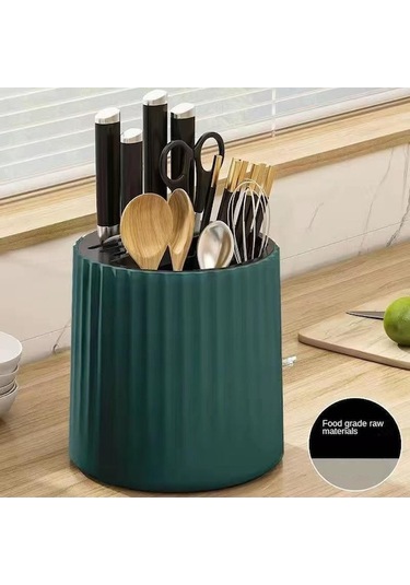 Yeşil Döner Bıçak Tutucu Mutfak Depolama Rafı Çubuk Saklama Tüpü Çubuk Saklama Kutusu Bıçak Saklama Rafı Yeşil