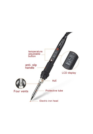 Ganzhoushop Teli Manuel Lehimleme Lehim Lcd Havya Elektrikli Dijital Cımbız Aracı 80w Go