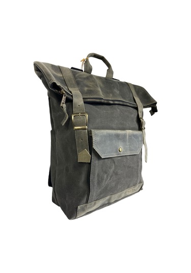 Kanvas Deri Su Geçirmez Design Unisex Gezi Okul Seyahat Kamp Sırt Çantası Siyah