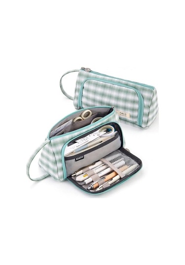 Sevimli Ve Şık Büyük Kapasiteli Okul Kalem Kutusu, Kawaii Tasarımlı Kırtasiye Malzemeleri İçin Kalem Çantası, Renkli Ve Fonksiyonel Kalem Kutuları Yeşil