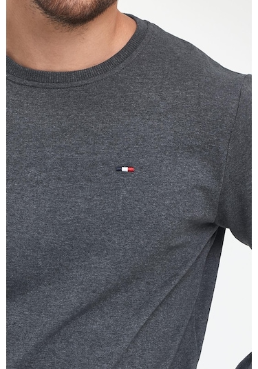 Erkek Siyah-antrasit Bisiklet Yaka Nakış Detaylı Regular Fit 2'li Sweatshirt Mmtlce70-2 001