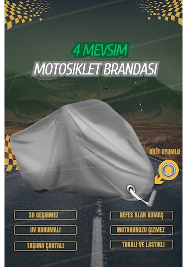 Gri- Kilit Uyumlu Tvs Jupiter 125 Motosiklet Brandası 4mevsim