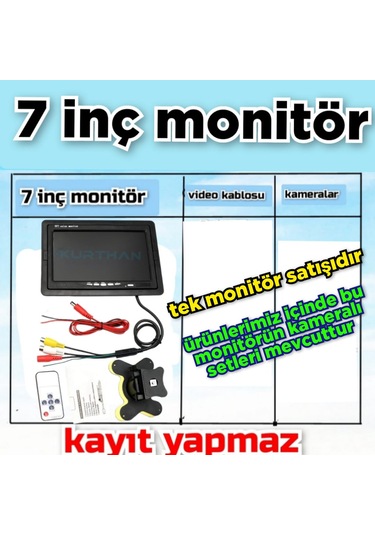 Qled 7 İnç Hybrid Ips Monitör Kayıt Yapmaz 12-24 V Kamesız