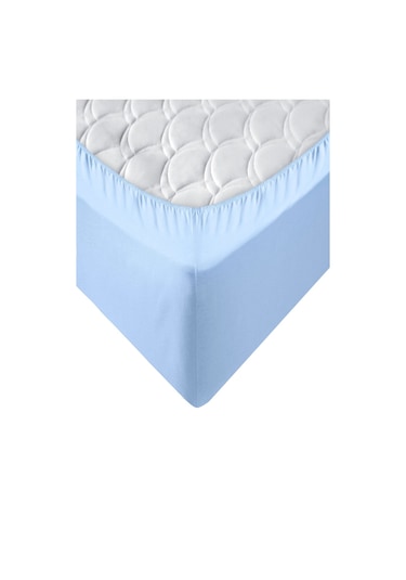 Penye Lastikli Çarşaf, Battal Çift Kişilik , Açık Mavi, Pamuk-elastan Örme Kumaş, 230 Gr/m² Açık Mavi