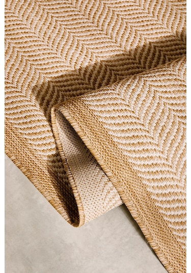 Ocean Home Textile Leke Tutmaz İç Dış Mekan Bej Renk Balıksırtı Paspas 60 X 90 Cm