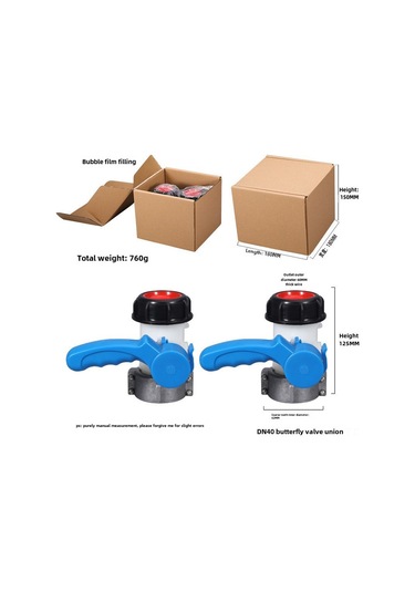 Aubyhe 1000l Ibc Plastik Tank Açık/kapalı Valfi - Asit Ve Alkali Dayanıklı Dn40 Kelebek Valfi, 2 Adet Uçak Kutusu İle Tam Yeni Parça
