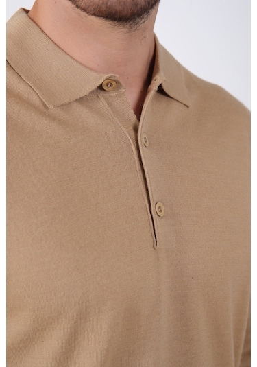 Ferraro Camel Polo Yaka Superfine Erkek Triko Kazak Camel