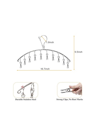Paslanmaz Çelik Askılık - Çorap Kurutma Askısı - Havlular, İç Çamaşırları Ve Eşarplar İçin 10 Tutucu Klipsli Diğer