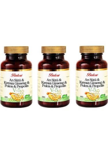Balen V5 Arı Sütü-Kırmızı Ginseng-Polen-Propolis 1015 Mg 3 Adet
