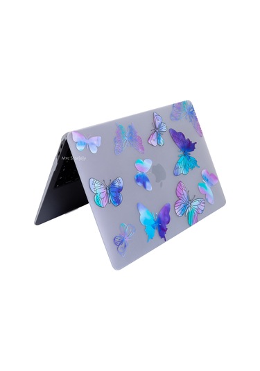 Macbook Uyumlu Air M1 Kılıf 13 İnç Kristal Flower07nl Touchıd'li M1 Air A2337 A2179 A1932 İle Uyumlu Mor