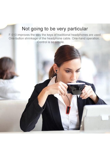 Fineblue F910 Csr4.1 Geri Çekilebilir Kablo Arayan Titreşim Hatırlatma Hırsızlığa Karşı Bluetooth Kulaklık Beyaz