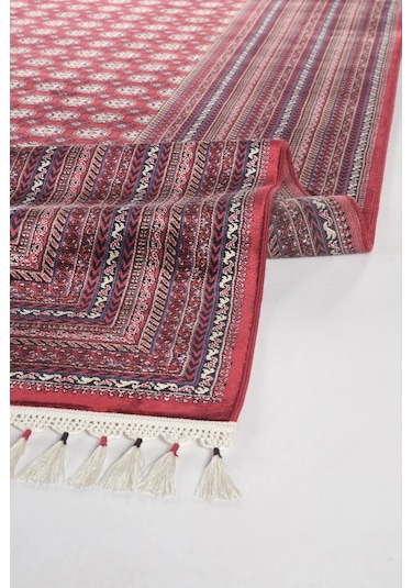 Apex Halı Bruj Bambu Viscon Halı 8751bu Bordo Renkli