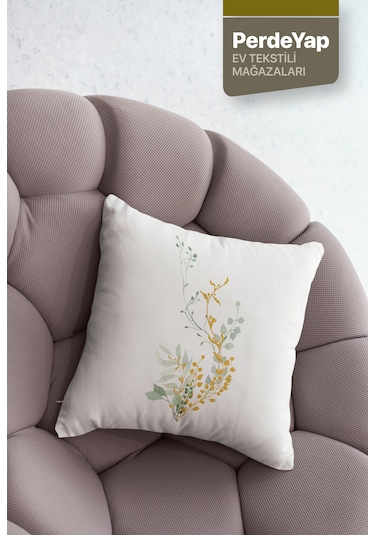 Sade Modern Tasarımlı Yeşil Yapraklar Desenli 4lü Kırlent Kılıfı