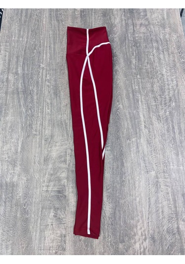 Menton Beyaz Biyeli Bordo Spor Tayt