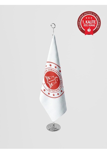 Adalet Bakanlığı Makam Bayrağı - Saçaksız Krom Set 100 x 150 CM