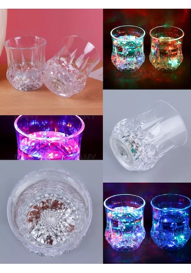 Danimark Led Aydınlatmalı 4'lü Işıklı Bardak Seti 177909133 Kırmızı-leylak